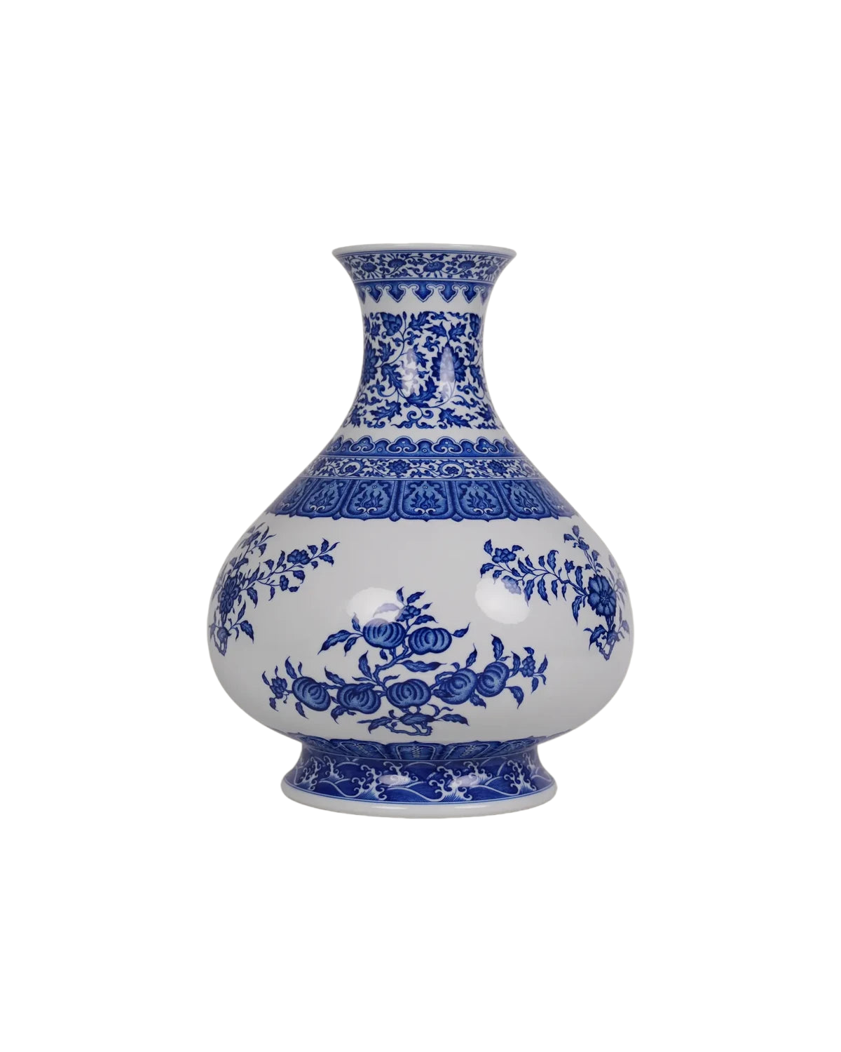 Front view of the blue and white water-chestnut porcelain vase