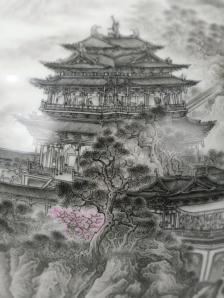 Close view of the architectural linework