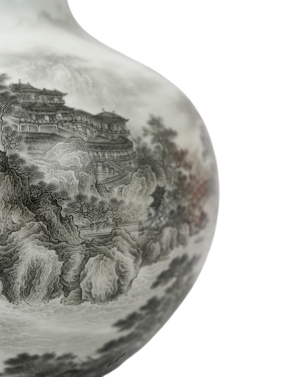 Close view of the landscape across the porcelain body