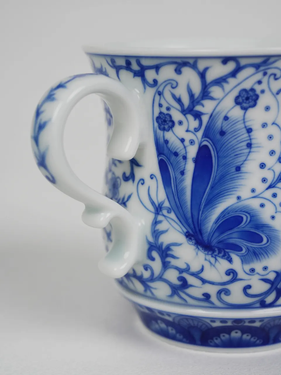 Close view of the blue butterfly decoration