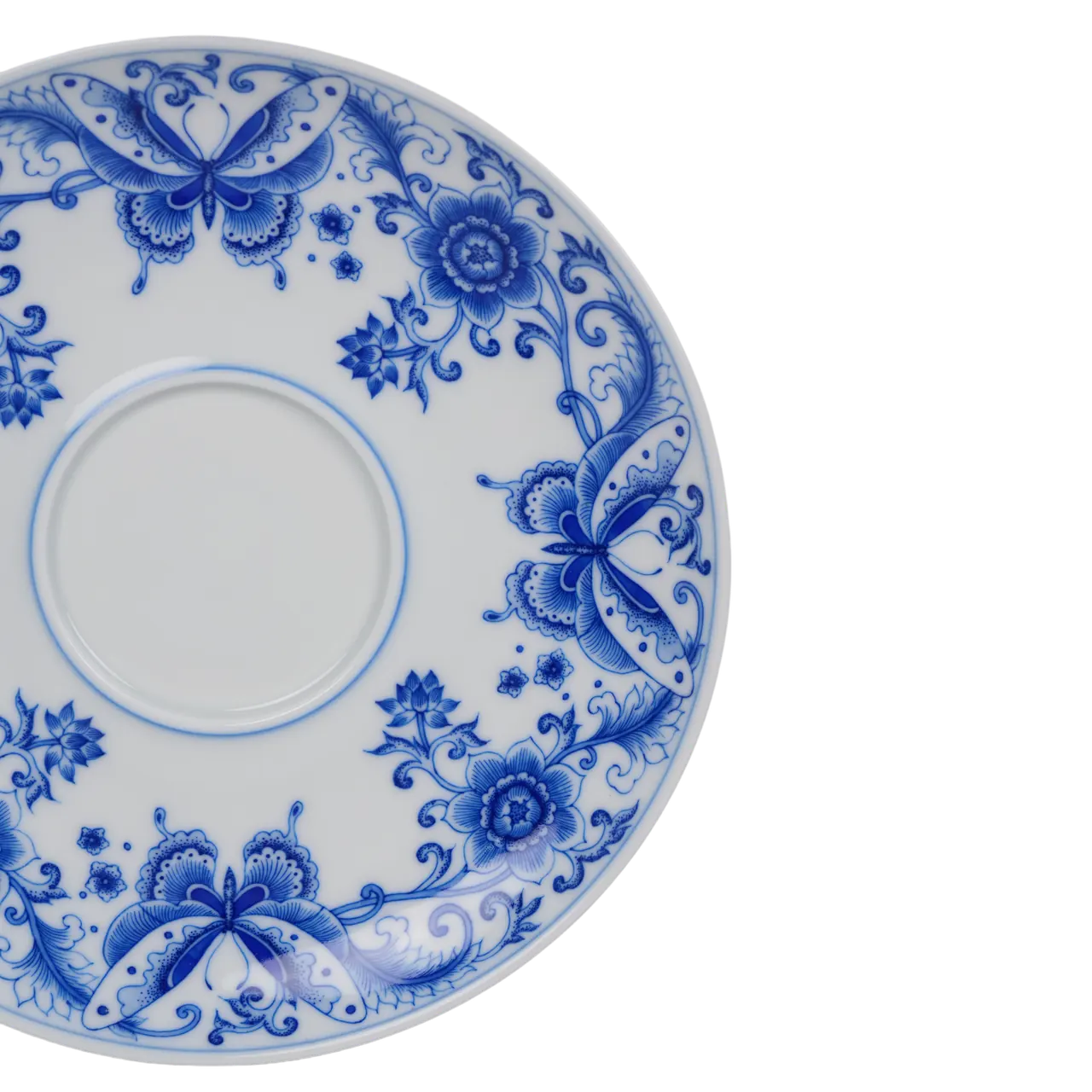 Top view of the matching decorated porcelain saucer