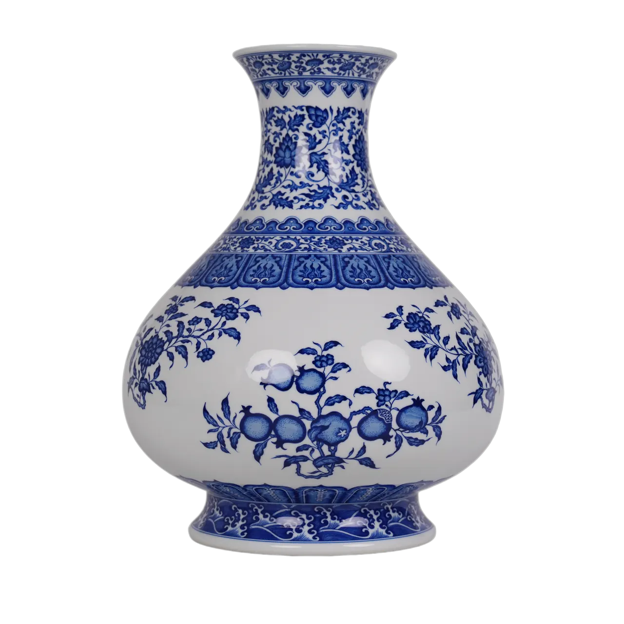 Side profile of the blue and white porcelain vase