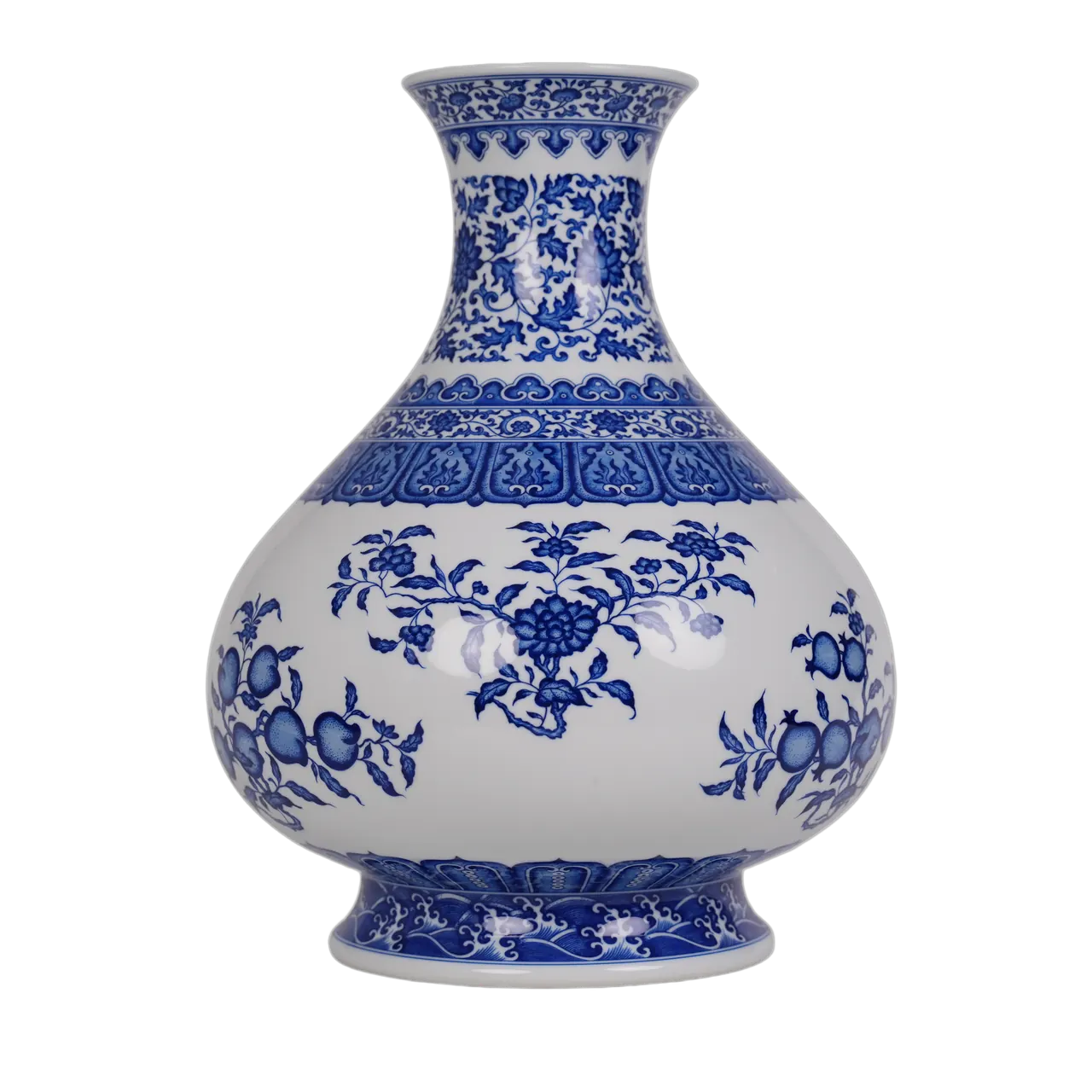 Third rotational view of the blue and white porcelain vase