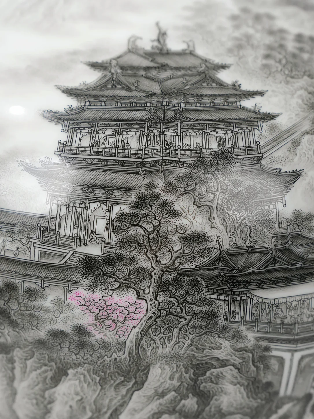 Close view of the architectural linework