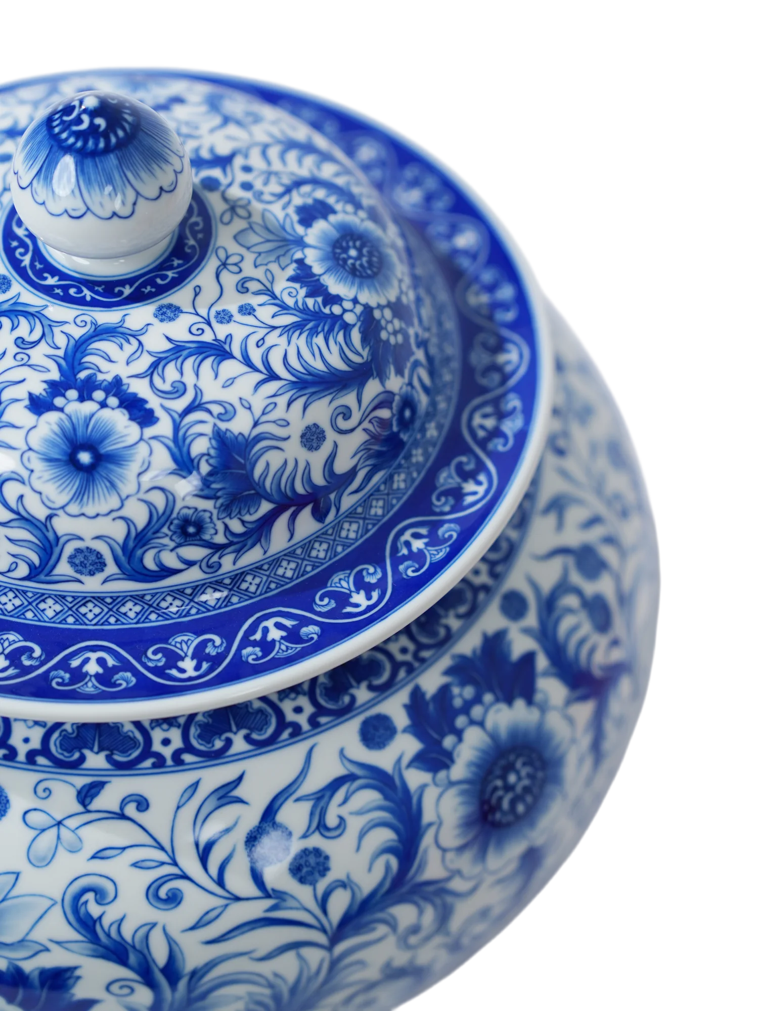 Floral General Jar — lid and shoulder