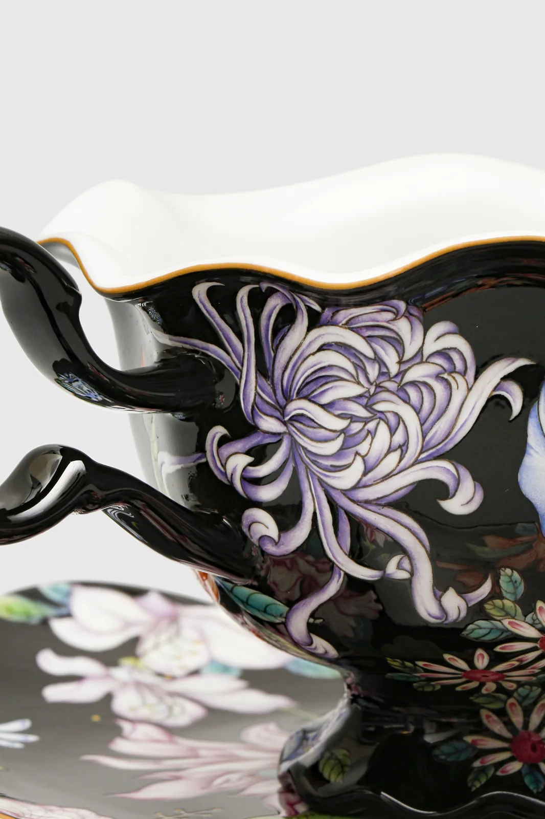 Side view of the Nocturnal Bloom porcelain cup