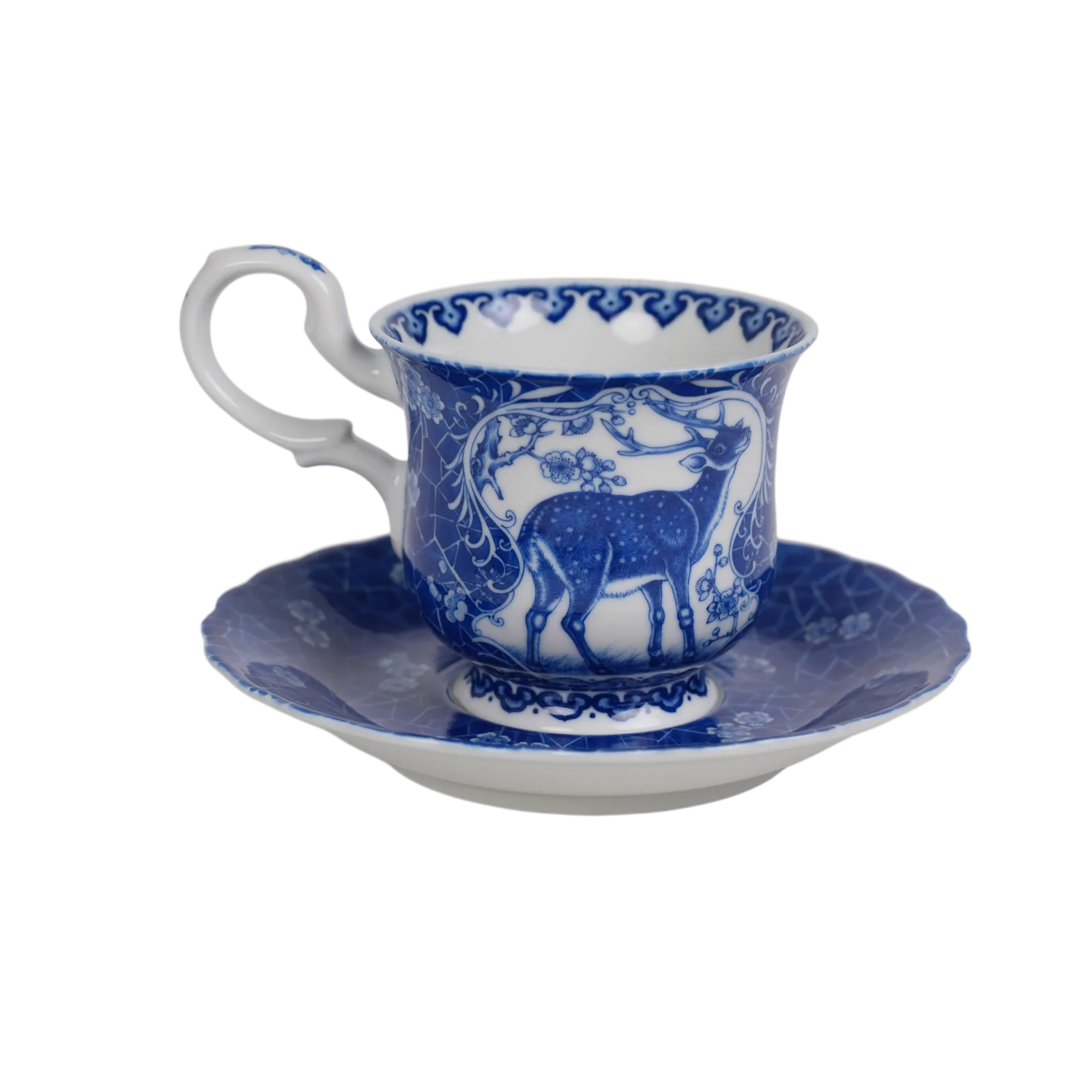 Side view of the Deer in Silent Snow porcelain cup
