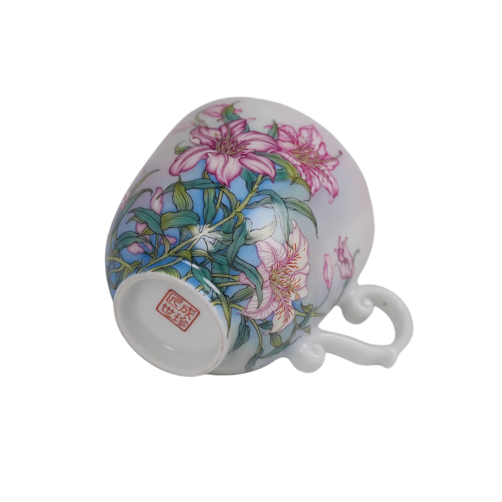 Reverse view of the Lily Symphony porcelain cup