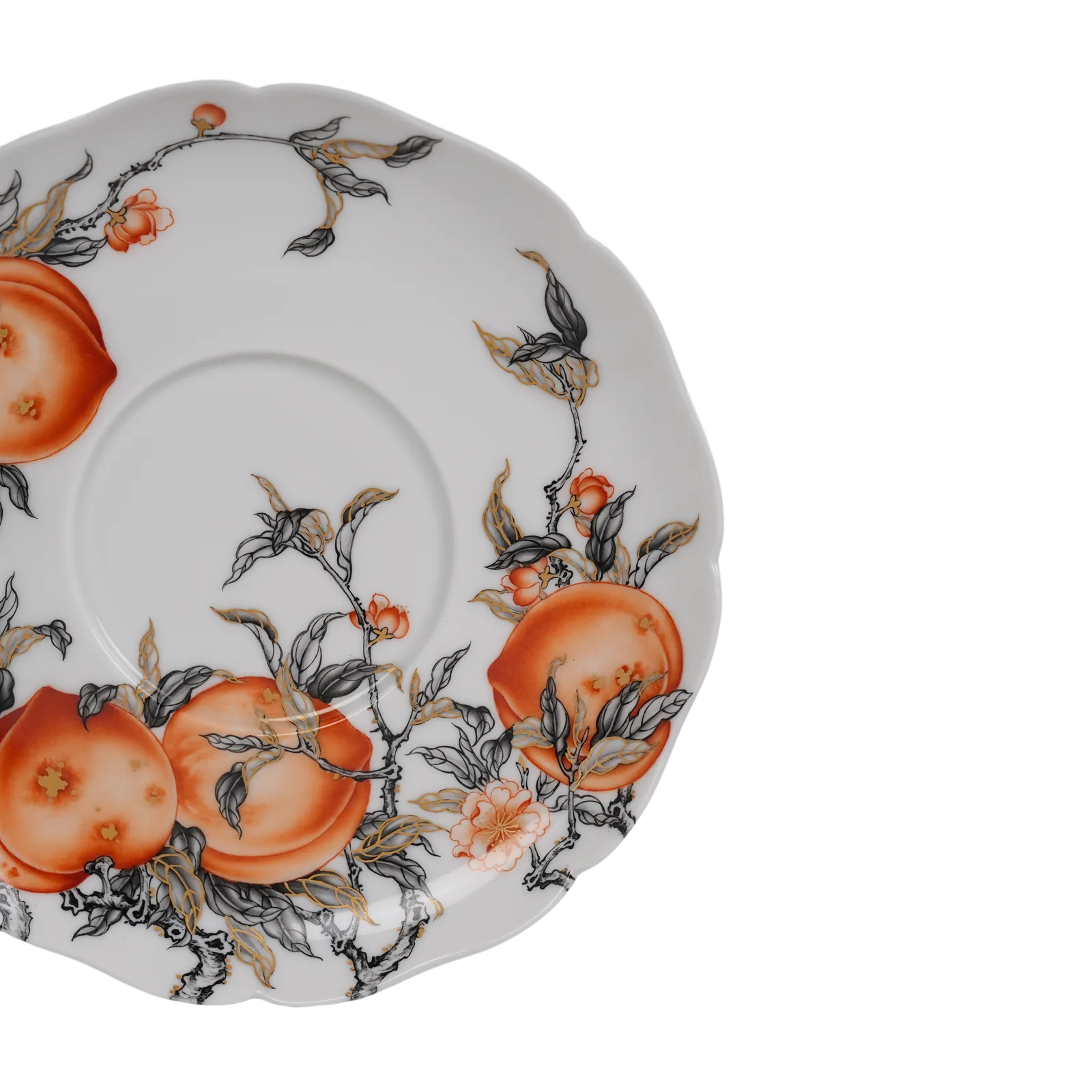 Underside view of the Peach Reverie porcelain cup